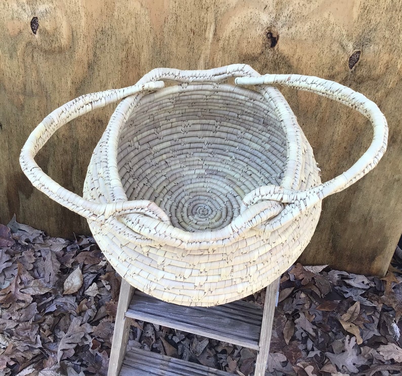 Vintage Large Sweetgrass Basket Large Market Basket Wrapped Etsy