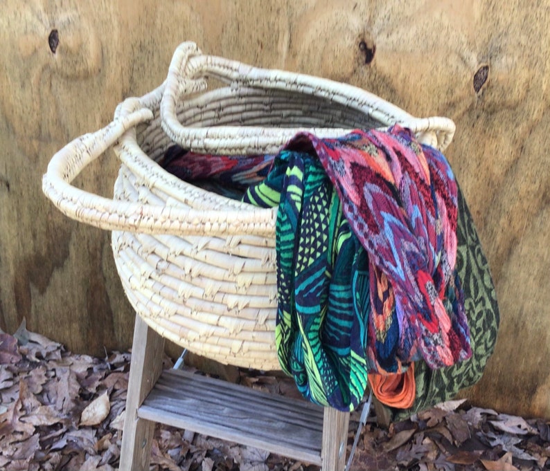 Vintage Large Sweetgrass Basket Large Market Basket Wrapped Etsy