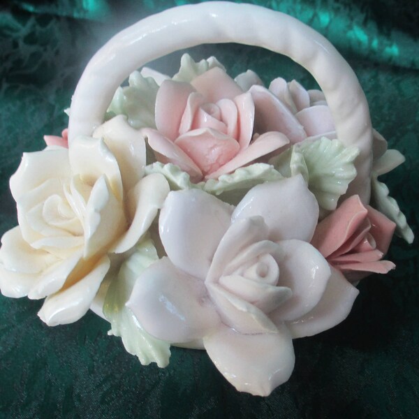 Porcelain Flower Basket Etsy