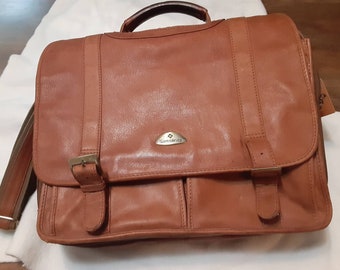 Vintage Leather briefcase Shoulder Strap,  Unisex Leather, Leather computer bag Large Samsonite Carry on Bag, Retro, man bag, Mid Century