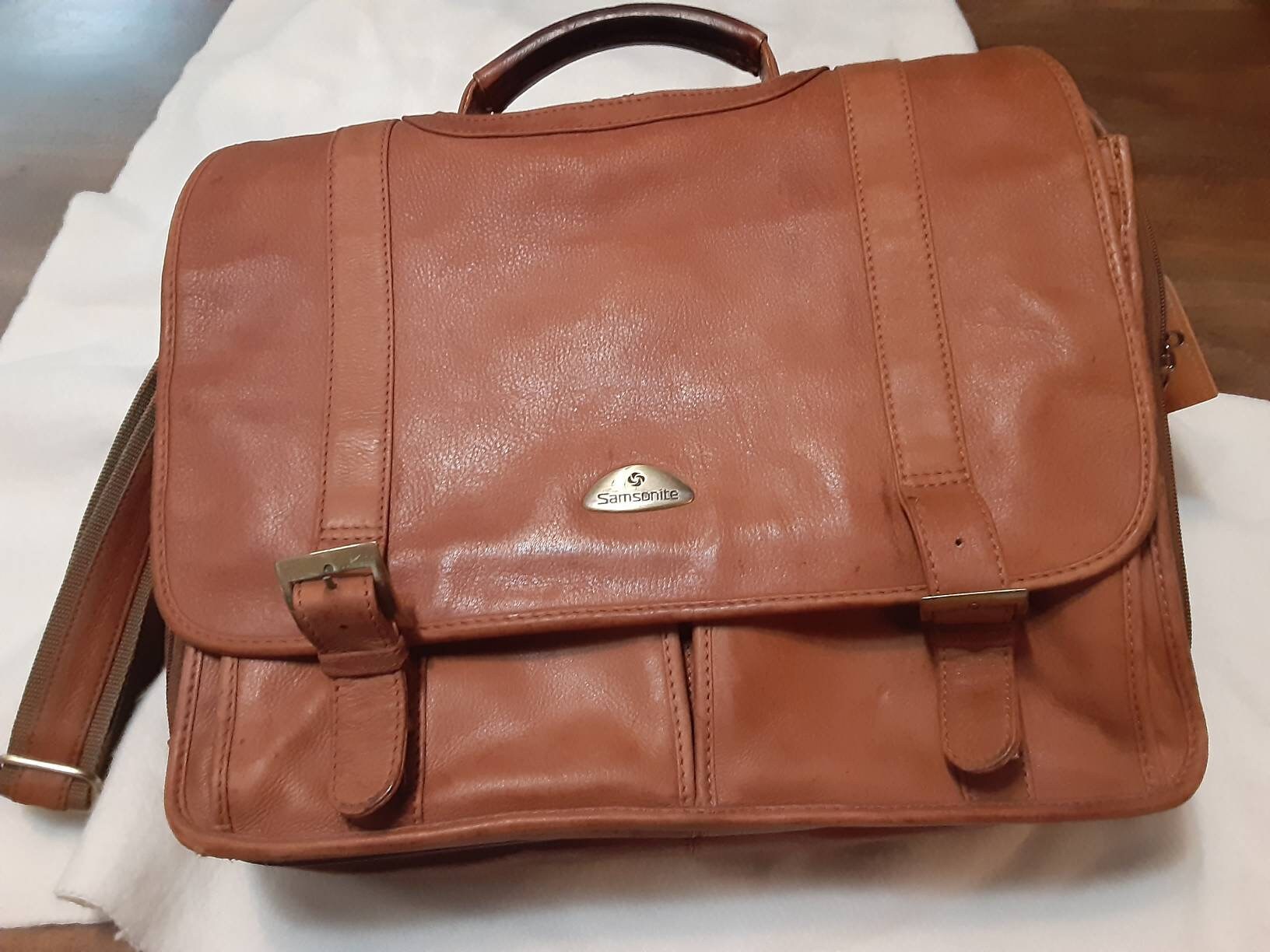 leather briefcase with shoulder strap