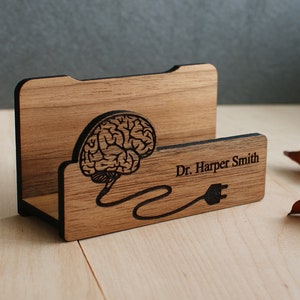 Psicólogo personalizado regalo psiquiatra regalos terapeuta presente titular de tarjeta de visita para escritorio psicología regalo tarjeta de escritorio caso médico