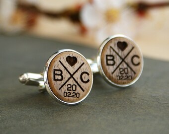 Boyfriend Gift Superman Wooden Cufflinks Mens Movie Cuff links Superhero wood Groomsman Cufflink Fathers Day Anniversary Wedding
