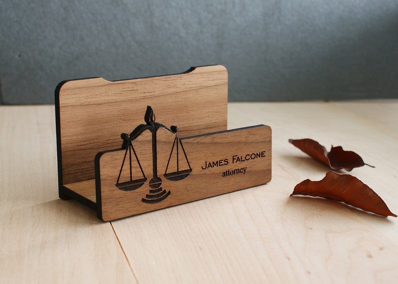 Personalized lawyer gift desktop business card holder judge Etsy