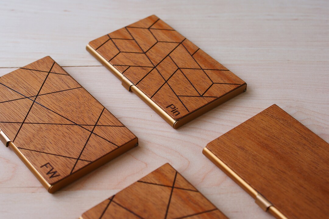 Personalized Wooden Business Card Holder Boss Gift Coworker Card Case