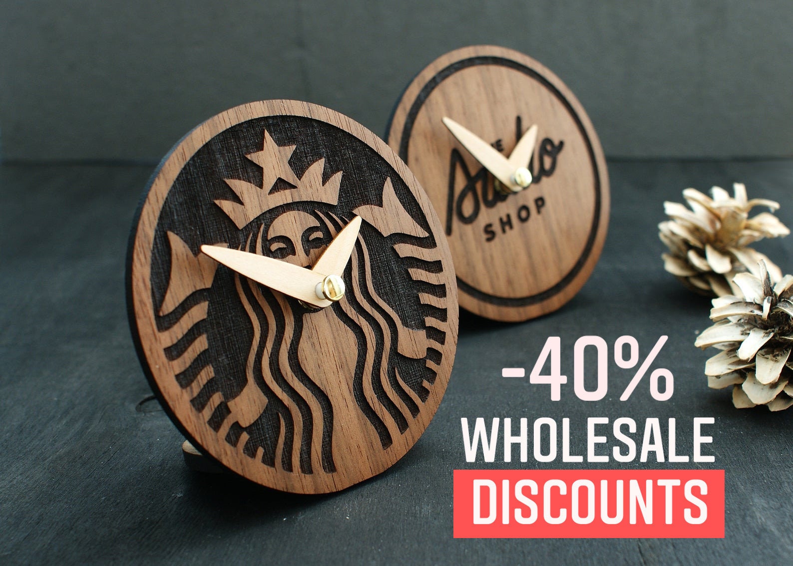Custom Engraved Clock Corporate Gift Company Logo Clock Wood Desk Clock ...