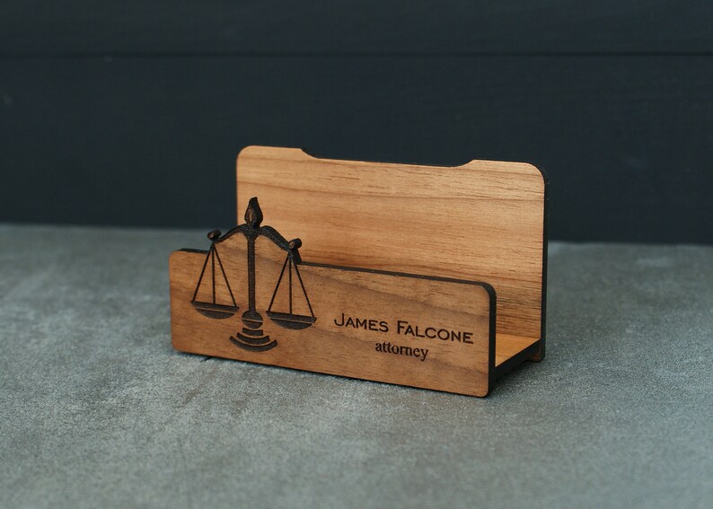 Personalized lawyer gift desktop business card holder judge Etsy