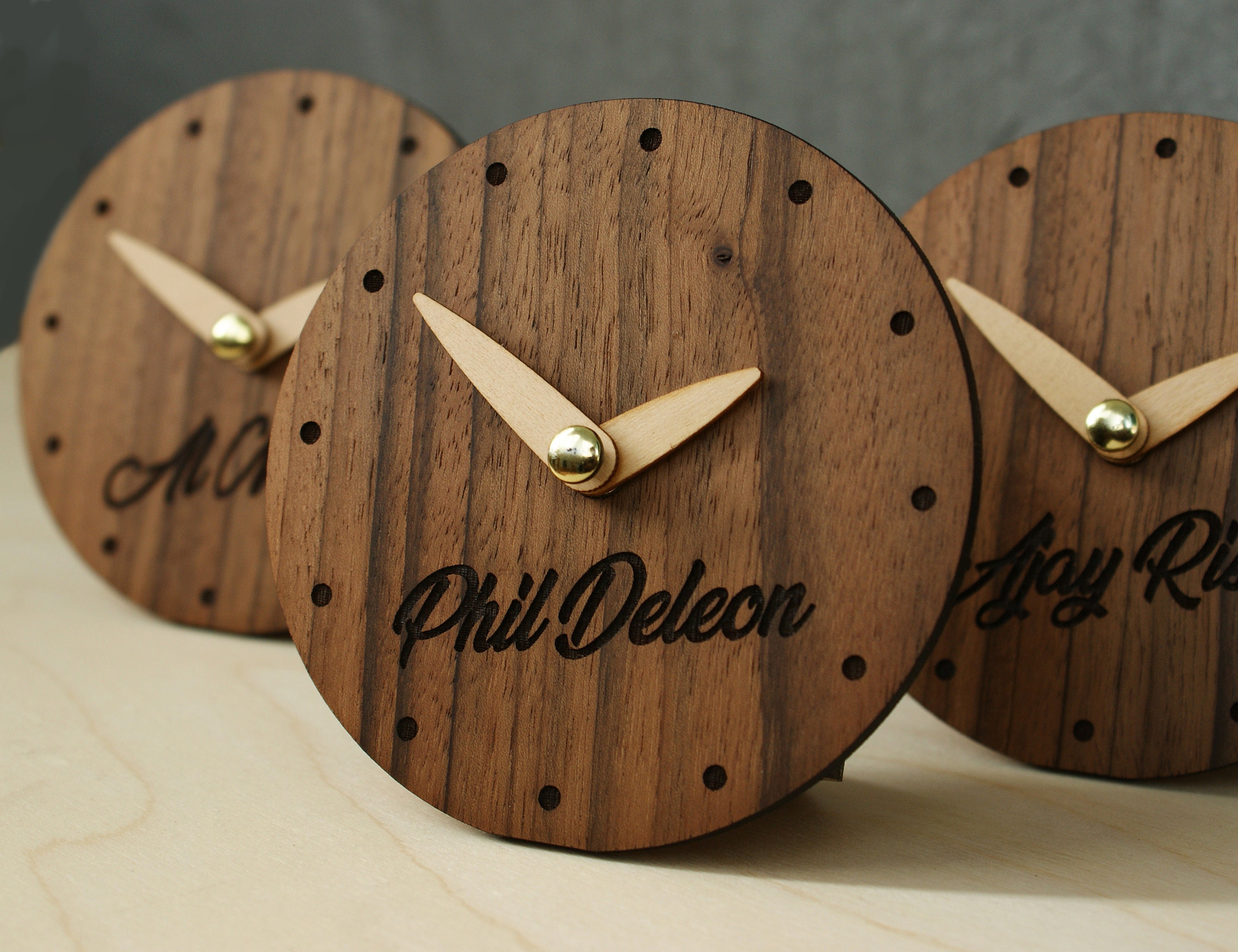 Personalized Wooden Desk Clock Custom Decor Engraved With Name Etsy UK