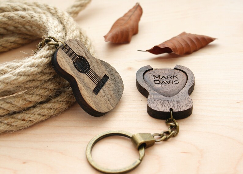 Personalized wood guitar pick holder box plectrum Guitar Etsy
