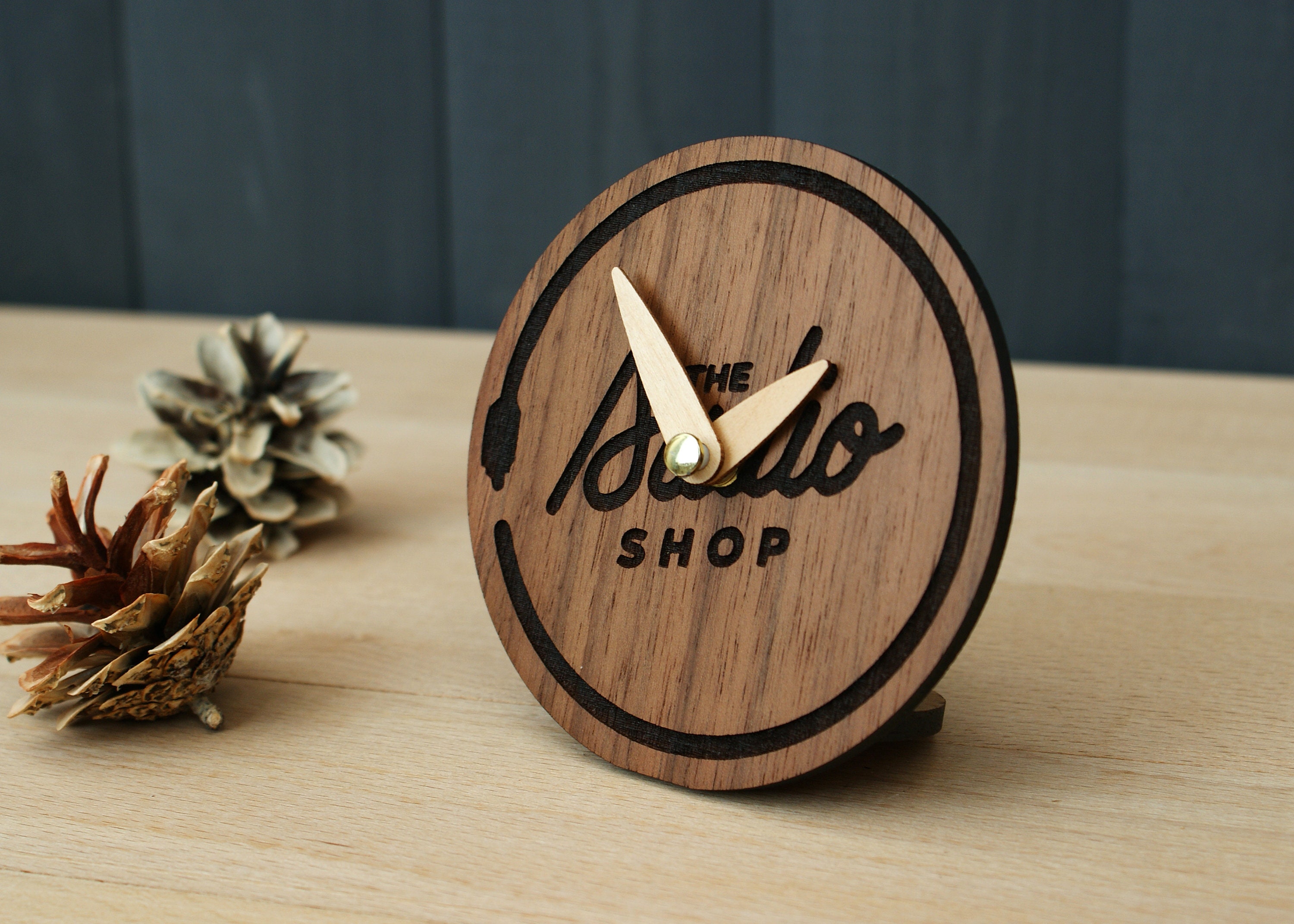 Custom Engraved Clock Corporate Gift Company Logo Clock Wood Desk Clock ...