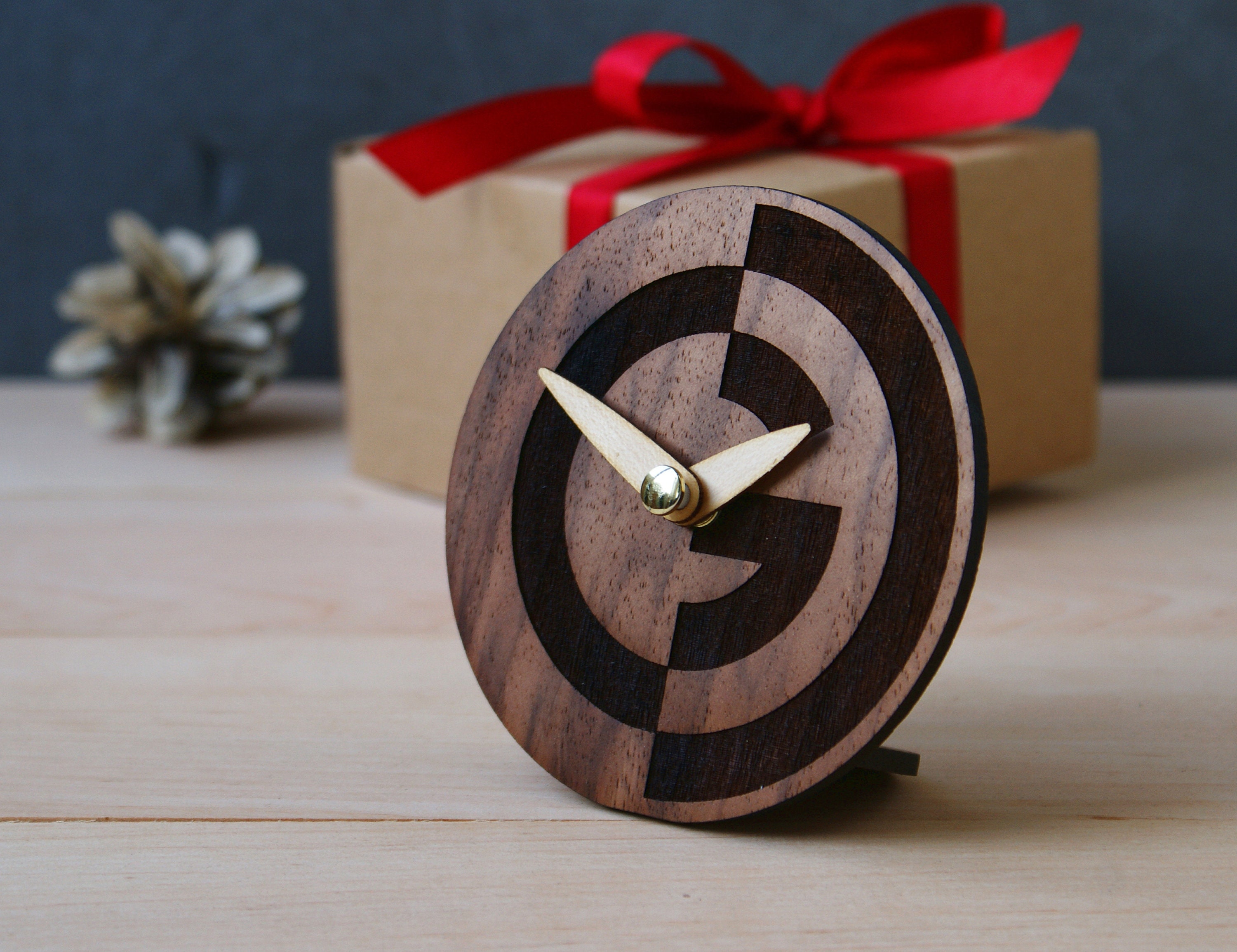 Personalized Wooden Desk Clock Custom Decor Engraved With Name Etsy UK