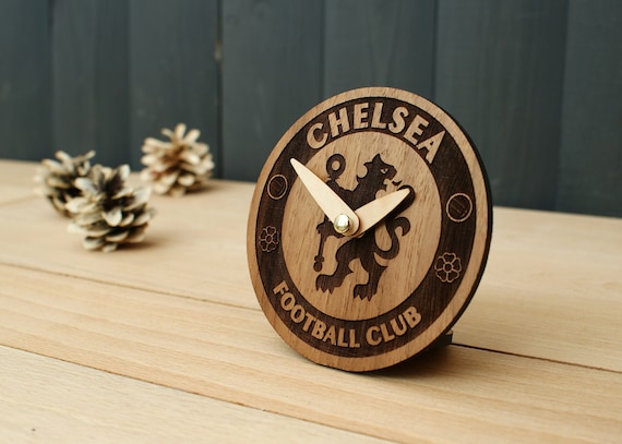 Chelsea Fc Fan Gift Wooden Desk Clock Chelsea Fc Football Gift Etsy