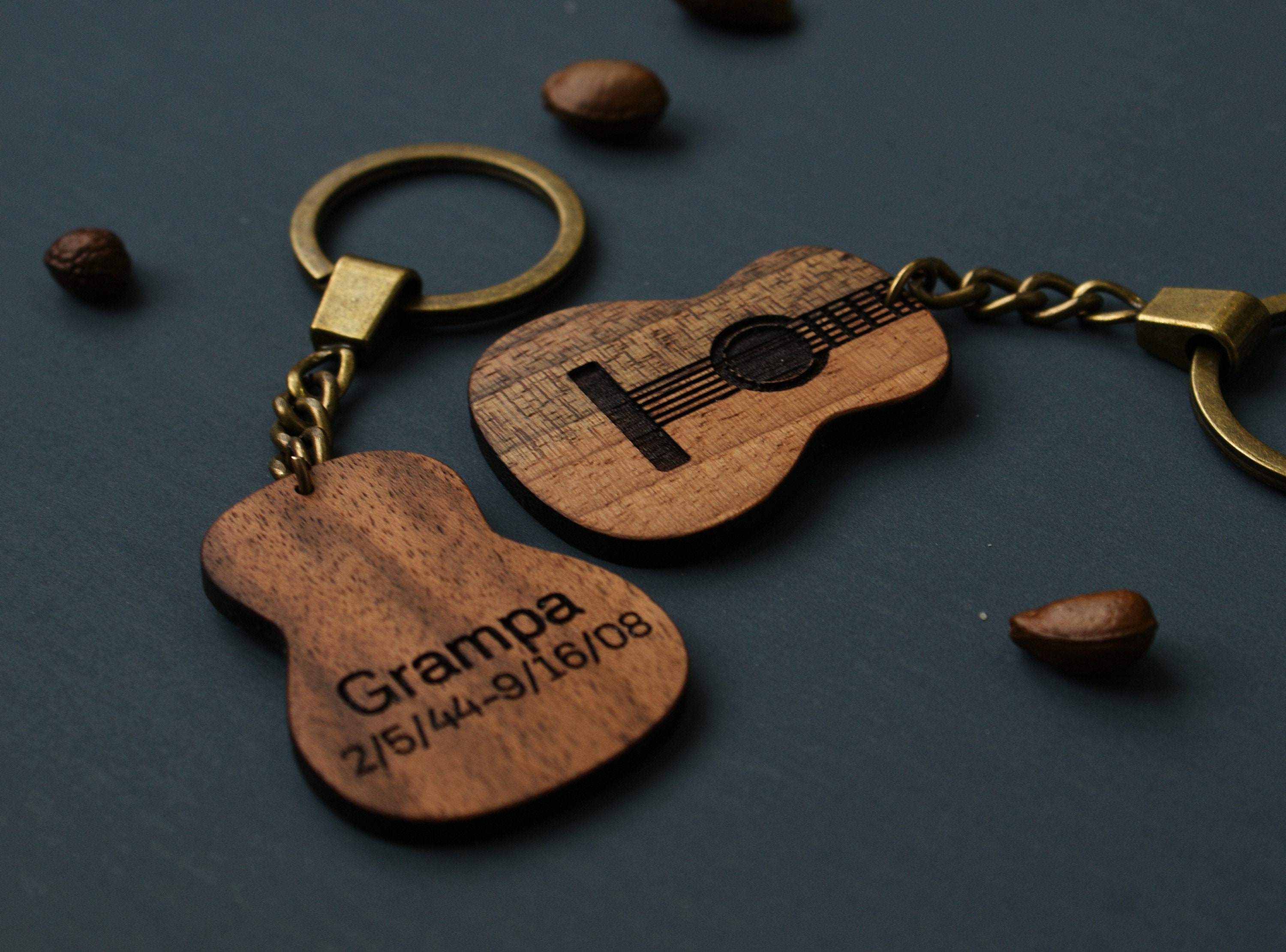 Personalized wood guitar keychain Guitar teacher gift wooden Etsy