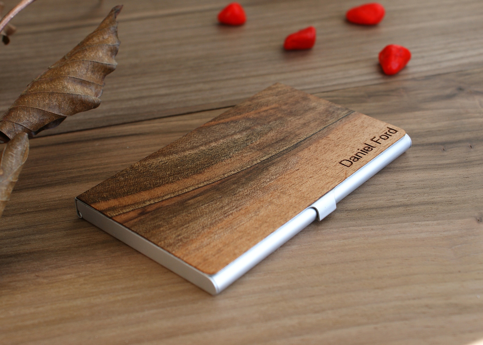 Wood Business Card Holder Personalized Wooden Business Card Etsy