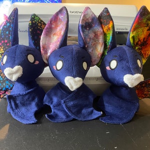 Handmade Minky Bat Plush: Galaxy, Stars, Rainbow