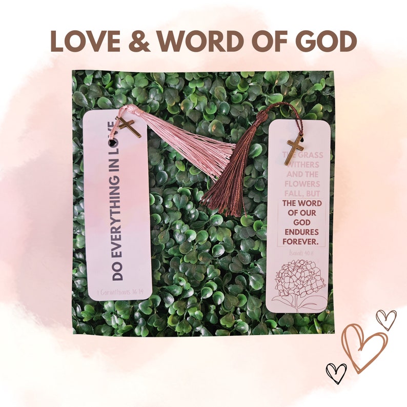 Bible Verse Bookmarks With Tassel and Bronze Cross Charm, Christian