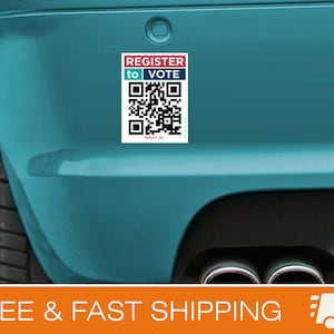 Register to Vote QR Code 3x4 Removable Bumper Sticker FREE Shipping GOTV Voter Registration Vote.org Banner qr code image 2