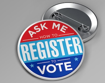 Ask Me How to Register To Vote #GOTV — 2.25" Pinback Pin Button | Badge GOTV | Voter Registration | Spanish Registra Votar