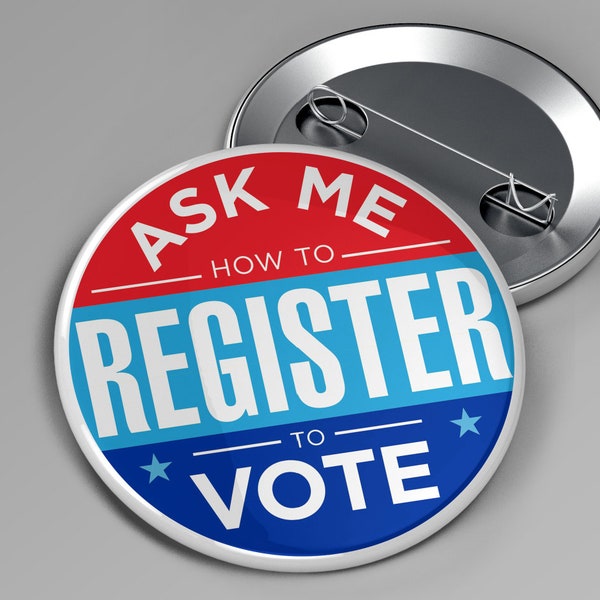 Ask Me How to Register To Vote #GOTV — 2.25" Pinback Pin Button | Badge GOTV | Voter Registration | Spanish Registra Votar