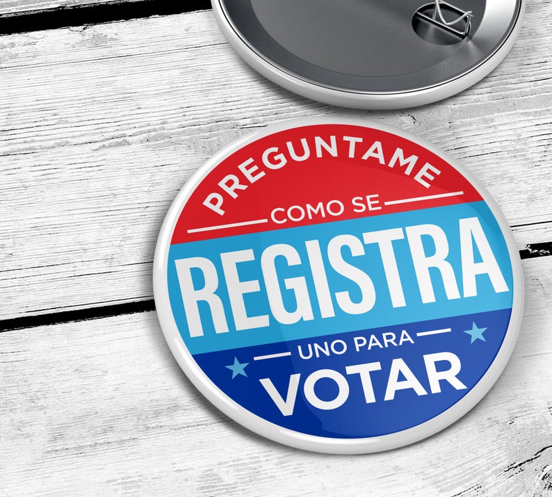 Ask Me How to Register To Vote GOTV 2.25 Pinback Pin Button Badge GOTV Voter Registration Spanish Registra Votar Spanish