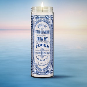 A Wise Woman Once Said... Vintage-look Prayer Inspirational Funny Candle Unscented 8 White Vintage Prayer Candle Funny Gift Behold No Fucks