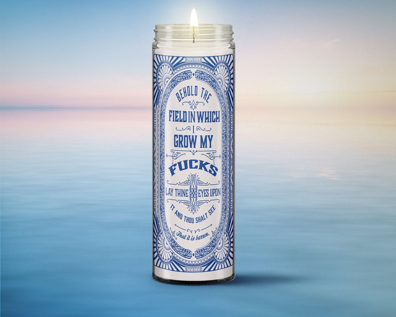 A Wise Woman Once Said... Vintage-look Prayer Inspirational Funny Candle Unscented 8 White Vintage Prayer Candle Funny Gift Behold No Fucks