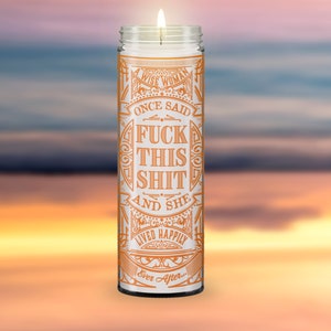 A Wise Woman Once Said... Vintage-look Prayer Inspirational Funny Candle Unscented 8 White Vintage Prayer Candle Funny Gift A Wise Woman Said