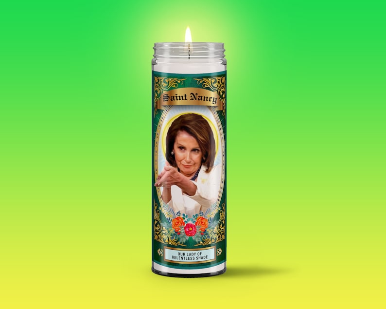 Progressive Prayer Candles Warren Mueller Abrams Obama Pelosi Notorious RBG AOC Biden Elijah Feminist Bernie Sanders Nancy Pelosi