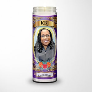 Ketanji Brown Jackson SCOTUS Candle / Saint Prayer Candle / KBJ / Supreme Court / Justice Jackson / Shattered Glass / 8in sin perfume imagen 1