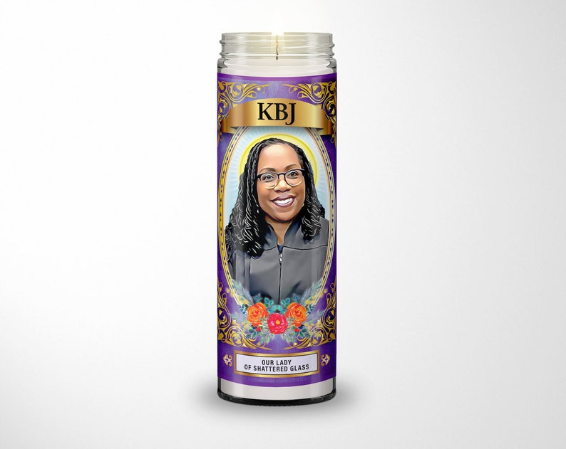 Ketanji Brown Jackson SCOTUS Candle Saint Prayer Candle KBJ Supreme Court Justice Jackson Shattered Glass 8in unscented image 1