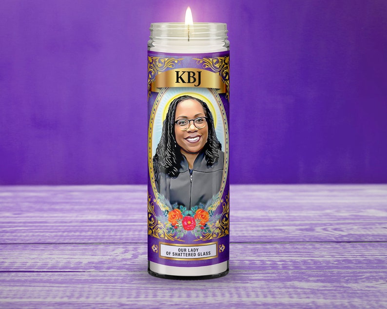 Ketanji Brown Jackson SCOTUS Candle / Saint Prayer Candle / KBJ / Supreme Court / Justice Jackson / Shattered Glass / 8in sin perfume imagen 2