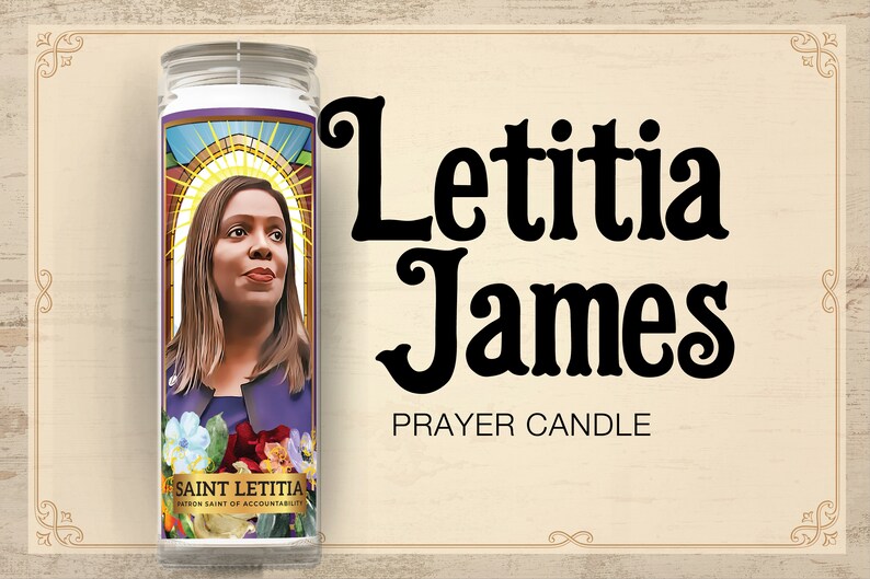 Letitia James Prayer Candle 8 Unscented Lock Him Up Find Out Tish James New York AG Fuck Around Find Out FAFO NYC image 1