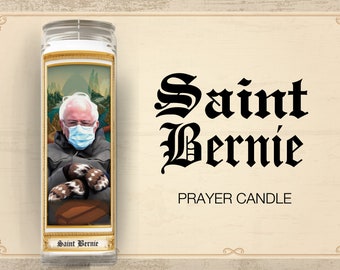 Saint Bernie Sanders Progressive Prayer Candle | Bernie Mittens | White Candle | Democrat | Anti Trump Candle