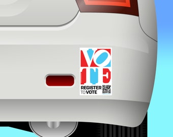 Love QR Register to Vote Code 3x4.5 Removable Bumper Sticker FREE Shipping | GOTV | Voter Registration | Vote.org | Banner | qr code