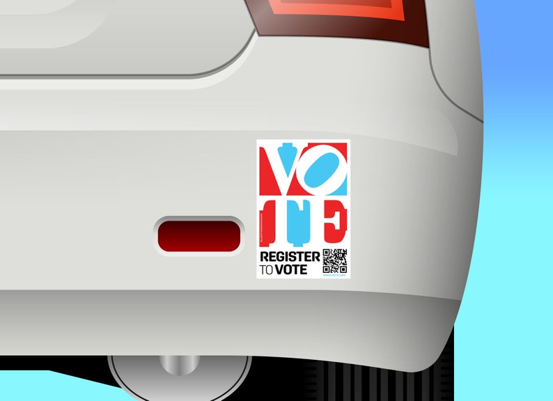 Love QR Register to Vote Code 3x4.5 Removable Bumper Sticker FREE Shipping GOTV Voter Registration Vote.org Banner qr code image 1