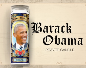 Barack Obama Candle Progressive Navy Prayer 8in Unscented Candle | President Obama | Feminist Gift | White Candle | Glass | Barack Biden