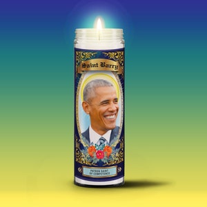 President Obama Candle Progressive Navy Prayer 8in Unscented Candle | President Obama | Feminist Gift | White Candle | Glass | Barack Biden