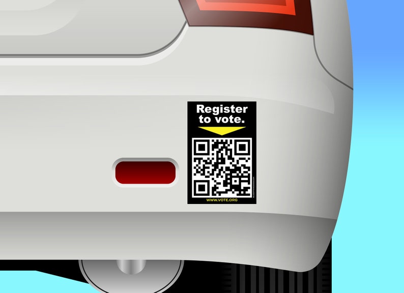 Love QR Register to Vote Code 3x4.5 Removable Bumper Sticker FREE Shipping GOTV Voter Registration Vote.org Banner qr code image 2