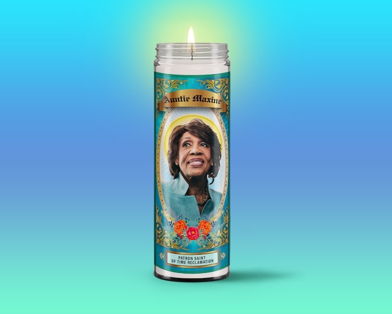 Progressive Prayer Candles Warren Mueller Abrams Obama Pelosi Notorious RBG AOC Biden Elijah Feminist Bernie Sanders Auntie Maxine