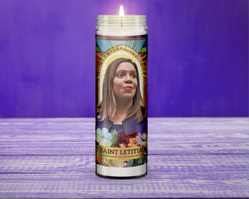 Letitia James Prayer Candle 8 Unscented Lock Him Up Find Out Tish James New York AG Fuck Around Find Out FAFO NYC image 2