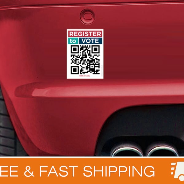 Register to Vote QR Code 3x4 Removable Bumper Sticker FREE Shipping | GOTV | Voter Registration | Vote.org | Banner | qr code