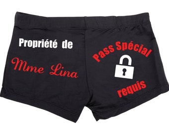 boxer personnalisé cadeau saint valentin, caleçon saint valentin, propriété privée, pass