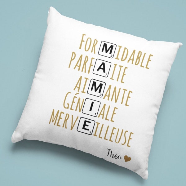 Coussin Mamie définition Scrabble personnalisé, cadeau fête des grands mères /Mamie , cadeau mamie