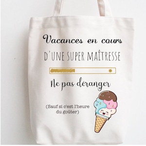Bolsa súper profesora en vacaciones, bolsa súper niñera, regalo de fin de año, regalo ATSEM, bolsa AESH....