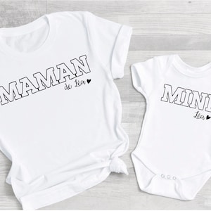 Tee shirt maman mini personnalisé , maman  et kid , maman et bébé , tee shirt assorti personnalisé, tee shirt famille
