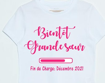 tee shirt annonce grossesse bientôt grande soeur, future grande soeur