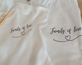 T- shirt assorti family of love/ t-shirt famille / T-shirt personnalisé/ tee shirt assorti famille