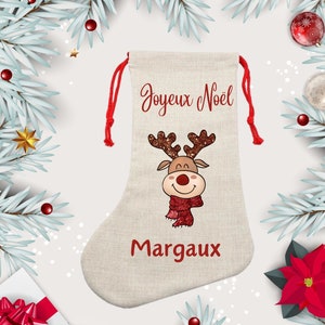 Personalized glitter effect reindeer Christmas sock, Christmas sock, children's Christmas stocking, personalized Christmas boot,