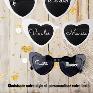 Lunettes soleil personnalisées, lunette coeur personnalisée, lunettes demoiselle d'honneur, lunettes EVJF image 1