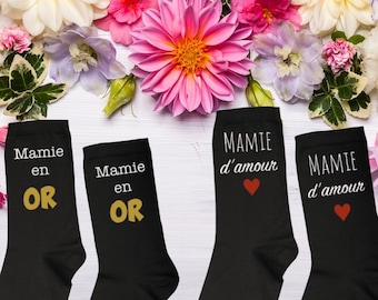 Chaussettes personnalisées mamie, cadeau mamie, chaussettes maman, cadeau personnalisé